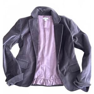 Garnet Hill Purple Velvet Women's Blazer Jacket 💜